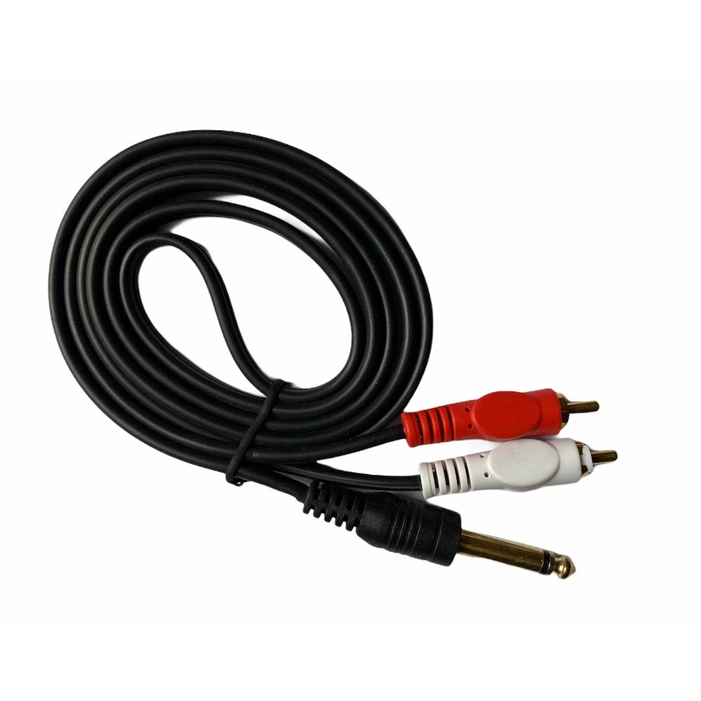 6.35mm Jack to 2RCA Audio Cable Male to Male 1.5 Yards Connects Home Theatre, DVD, Speaker, Headphone, Mixer, Amplifier, Guitar, Karaoke System (Black)
