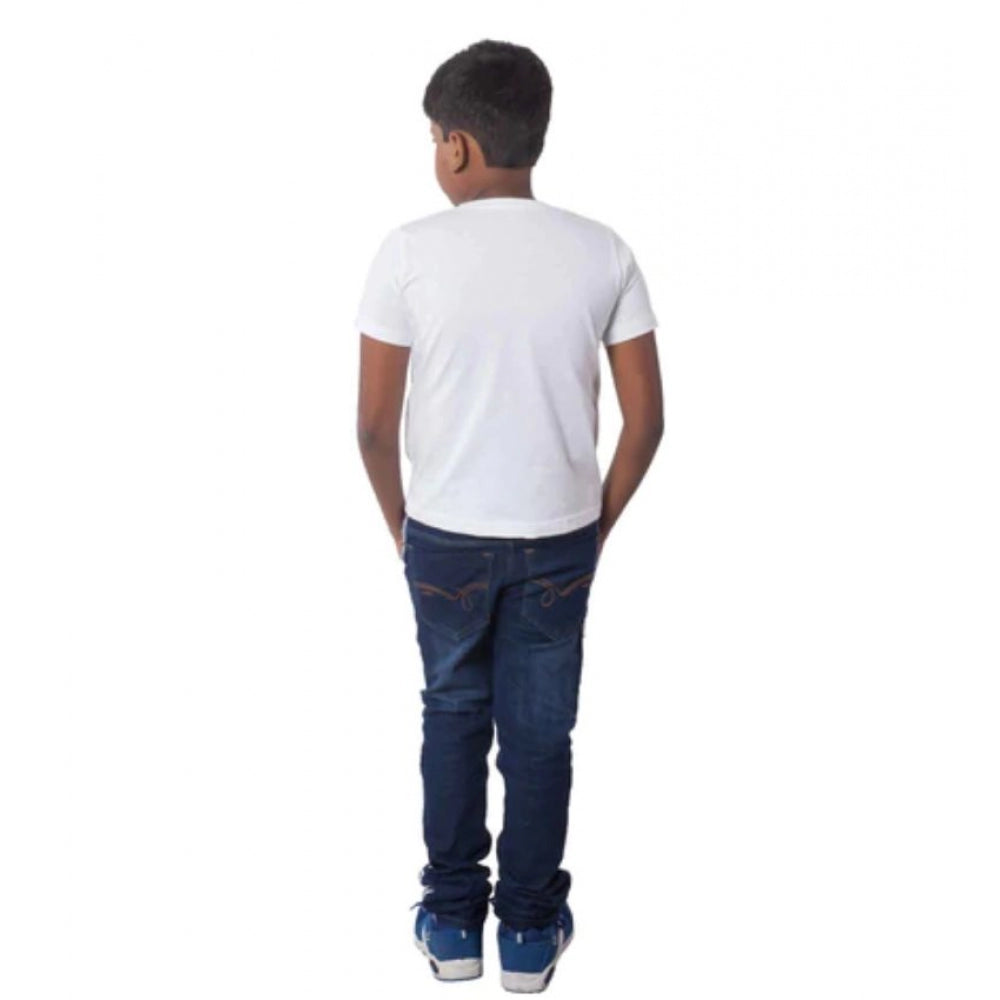 Boys Cotton Off Road Adventure Half Sleeve TShirt (White)