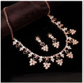 Women's Rose Gold Plated Brass Necklace &amp; Earings Set (Gold)