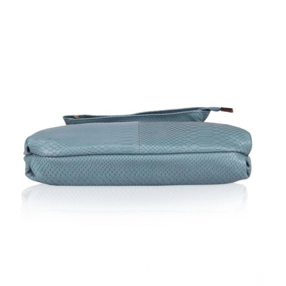 Women's Faux Leather Textured Sling Bag (Blue)