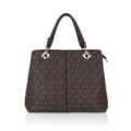 Women's Faux Leather Printed Handheld Bag (Brown)