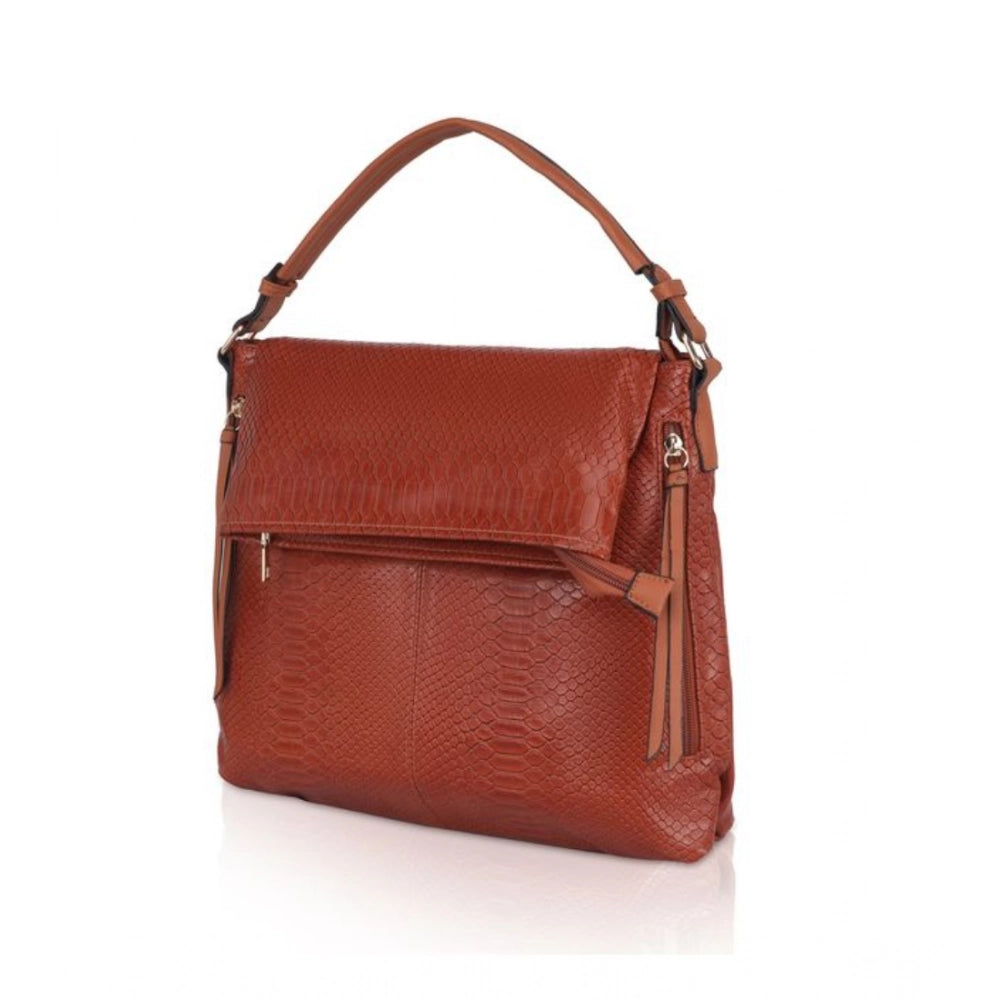 Women's Faux Leather Textured Sling Bag (Brown )