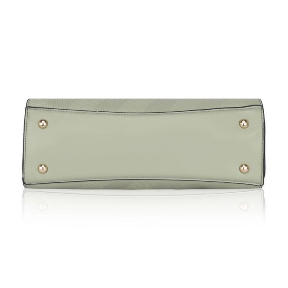 Women's Faux Leather Textured Adjustable Long Belt Handbag (Green)