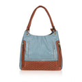 Women's Faux Leather Textured Tote Bag (Grey)