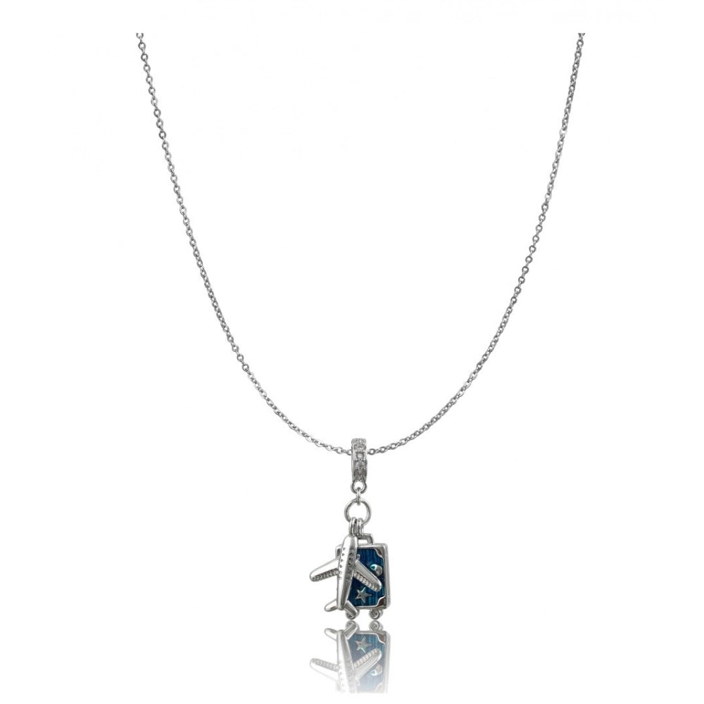 Women's Stainless Steel Airplane Design Pendent Delicate Chain (Silver Plated)