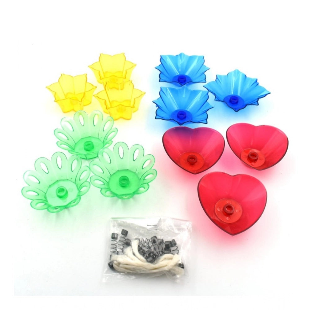 Pack Of 2_Floral Diya Set – Multi-Color Tea Light Holders Set of 12 (Color: Assorted )